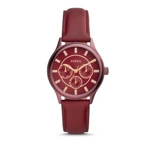 FOSSIL -Modern Sophisticate Multifunction Wine Leather Watch